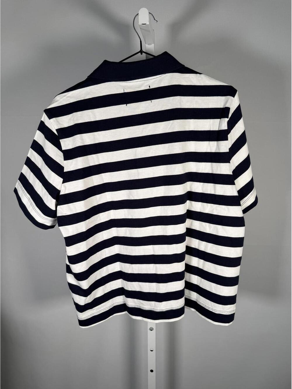 NWT Piombo White Blue Striped Polo Shirt Women's Size Large - Picture 5 of 10
